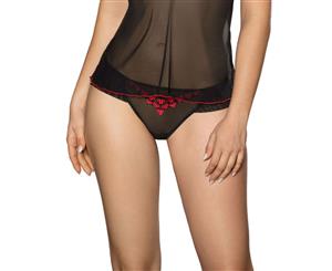 Roza Rubii Black Heart Embroidered Brief