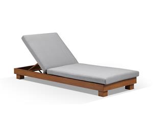 Santorini Aluminium Sun Lounge In Teak Look Finish - Outdoor Sun Lounges - Timber look with Olefin Grey