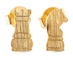 Short Story Checkmate Earrings - Gold