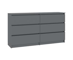 Sideboard High Gloss Grey 140x35x77cm Chipboard Buffet Server Cupboard