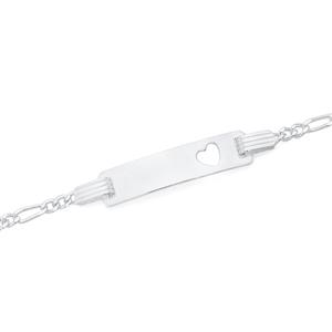 Silver 14cm 3+1 Figaro Id Bracelet