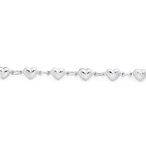 Silver 19cm All Hearts Bracelet