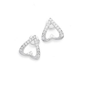 Silver V Shape CZ Ear-Jackets