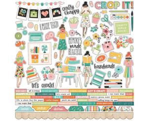 Simple Stories - Hey Crafty Girl Cardstock Stickers 12in X 12in - Combo