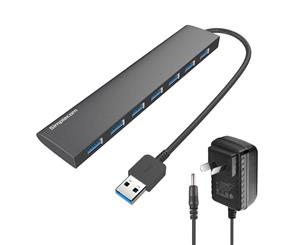 Simplecom CH371 Ultra Slim Aluminium 7 Port USB 3.0 Hub for PC Mac Laptop with Power Supply