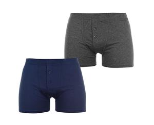 Slazenger Mens 2 Pack Boxers - Pine Marl/Insig Flat Cotton Elasticated Waist