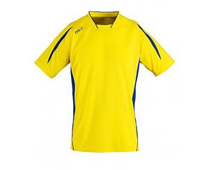 Sols Mens Maracana 2 Short Sleeve Football T-Shirt (Lemon/Royal Blue) - PC2810