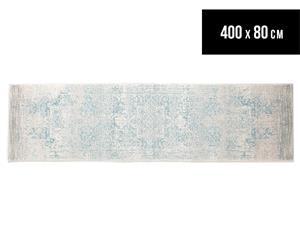 Tapestry Contemporary Easy Care Cairo 400x80cm Runner - Bone White/Blue