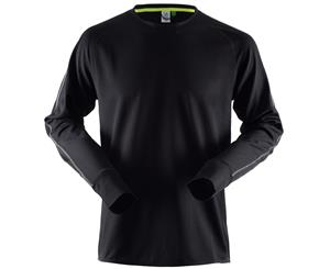 Tombo Teamsport Mens Long Sleeve Crew Neck Running Top (Black / Black) - RW4793