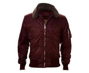 Top Gun B-15 Men's Heavy Duty Vintage Flight Bomber Jacket Burgundy - Burgundy