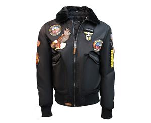 Top Gun MA-1 American Original Bomber Jacket With Patches - Black