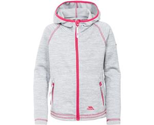 Trespass Girls Goodness Polyester Full Zip Hooded Fleece Jacket Coat - Platinum Marl / Raspberry