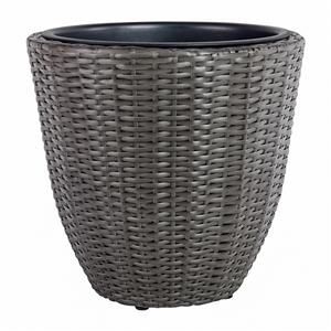 Tuscan Path 46x45cm Poly Rattan Egg Pewter Pot