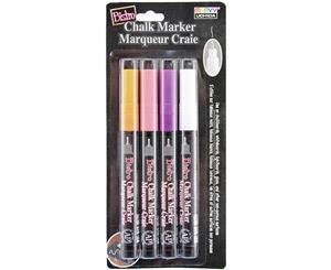 Uchida Bistro Chalk Marker Extra Fine Point Set 4 pack White & 3 Fluorescents