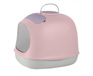 United Pets Minu Covered Cat Litter Box Pink Grey