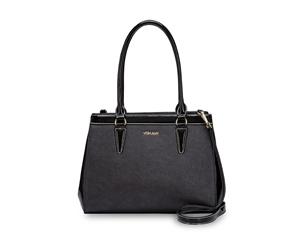 Vera May Faux Leather Womens Work Handbag Meredith Black