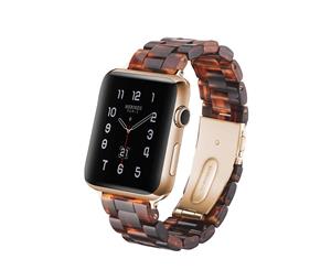 WIWU Resin Band with Stainless Steel Buckle For Apple Watch Band Series 5/4/3/2/1 iWatch Wristband Strap-Dark Tortoise