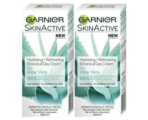 2 x Garnier SkinActive Hydrating & Refreshing Botanical Day Cream w/ Aloe Vera 50mL