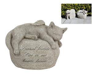 25cm Pet Memorial Rock with Angel Cat Inspirational - Grey