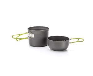 2pcs Outdoor Portable Camping Hiking Cooking Nonstick Pots Pans Cookware Set AU