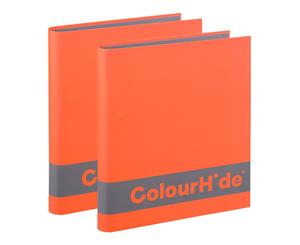 2x ColourHide A4 200 Sheets Silky Touch Ring Binder/Folder File Organiser Orange