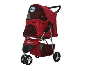 3 Wheels Fold Pet Stroller Puppy Dog Cat Carrier Travel Pushchair Pram Trolley Red