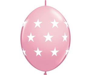 30cm Standard Pink Quick Link Big Stars Latex Balloons Pack of 50