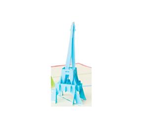 3d Pop Up Tower Handmade Greeting Card blue