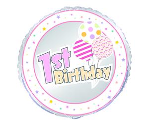 45cm 1st Birthday Girl Foil Balloon Packaged