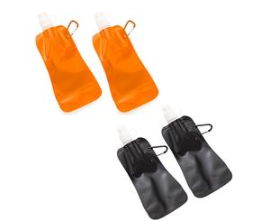 4x Doozie 450ml Collapsible Camping Water Drink Bottle Gym Sport Orange Black