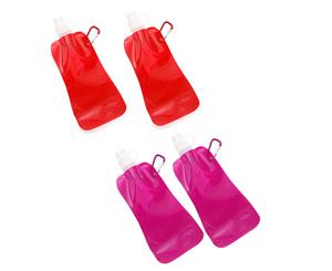 4x Doozie 450ml Collapsible Camping Water Drink Bottle Gym Sports Kids Red Pink