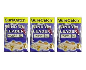 6 x 1.5m Lengths of 30lb Surecatch Dacron Sleeved Wind On Leader - Mono Leader