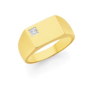 9ct Gold Diamond Signet Gents Ring