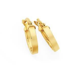 9ct Gold on Silver 10mm Square Tube Hoop Earrings