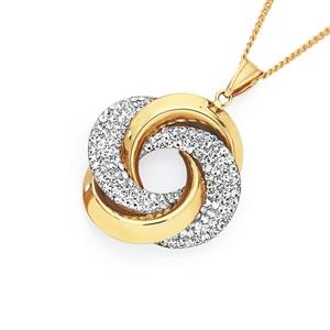 9ct Gold on Silver Crystal Knot Pendant
