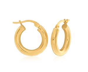 9ct Yellow Gold Diamond Cut 10MM Hoop Earrings