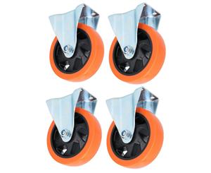 AB Tools 5" Fixed PVC Trolley Castor Wheel Roller Bearings 150kg Load Per Wheel 4 Pack