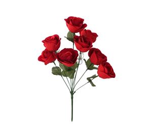 Artificial Fake Flowers Bouquet Greenery Foliage Leaf Roses Wedding Decor[Design Rose E (Red)]