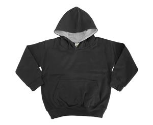 Awdis Kids Varsity Hooded Sweatshirt / Hoodie / Schoolwear (Jet Black / Heather Grey) - RW172