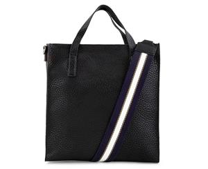 Barneys New York Zip Tote w/ Striped Cotton Strap - Black/Multi