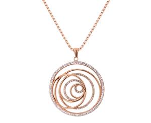 Bevilles Rose Stainless Steel Crystal Open Swirl Necklace