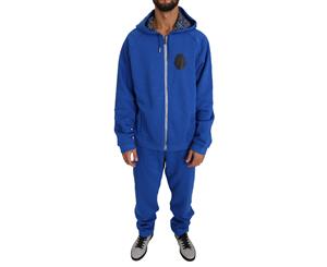 Billionaire Italian Couture Blue Cotton Sweater Pants Tracksuit