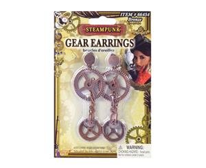 Bristol Novelty Unisex Adults Steampunk Gear Earrings (Bronze) - BN783