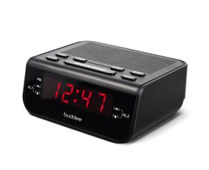 Buddee AM/FM Digital Clock Radio w/ 0.6" LED Display/Snooze Alarm/Compact Black