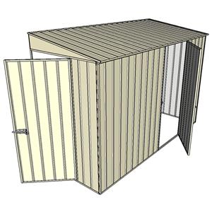 Build-A-Shed 1.2 x 3.0 x 2.0m Zinc Tunnel Shed Tunnel Hinged Door with 1 Hinged Side Door - Cream