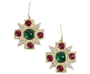 CZ by Kenneth Jay Lane Rhinestone Earring - Red