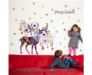 Christmas Color Elk Decals Wall Sticker (Size108cm x 73cm)