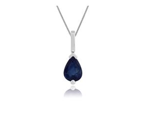 Classic Pear Light Blue Sapphire Pendant in 9ct White Gold