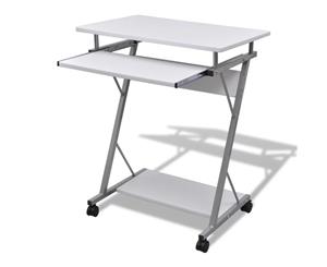 Compact Computer Desk with Pull-out Keyboard Tray White Office Table