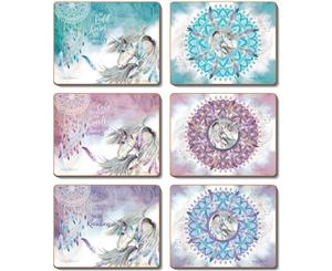 Country Kitchen MYSTICAL SPIRIT Cork Backed Coasters Set 6 Cinnamon